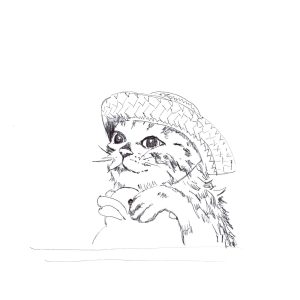 Straw hat cat